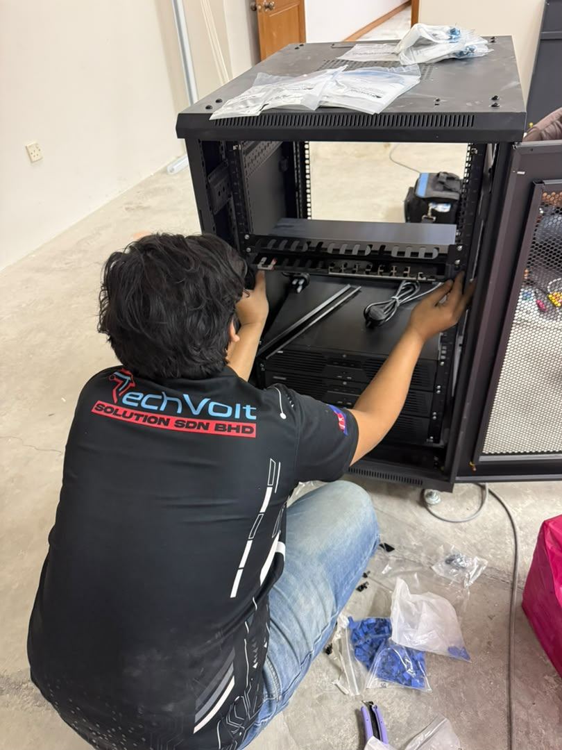 Network rack being fitted out